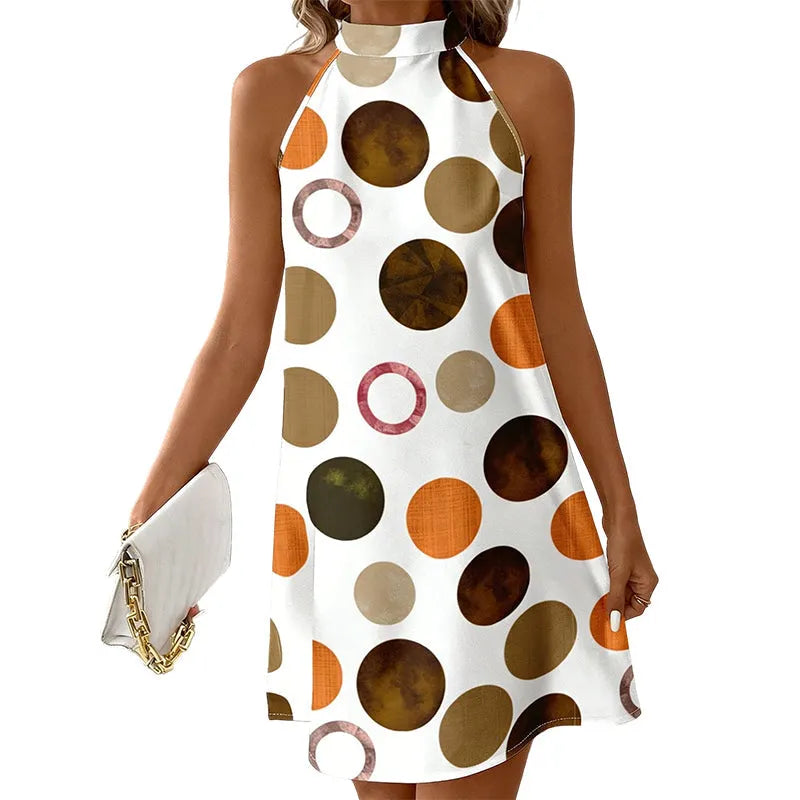 Olivene - Robe courte femme à pois avec col halter