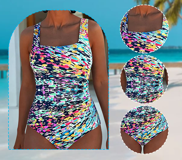 Kinsley™ - Maillot de Bain Une Pièce Imprimé Graphique Multicolore