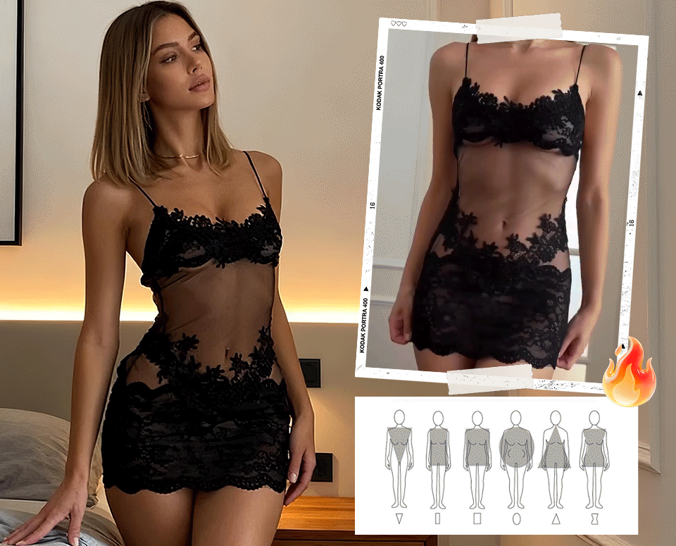 Lirielle™ - Robe Illusion Dentelle Minuit