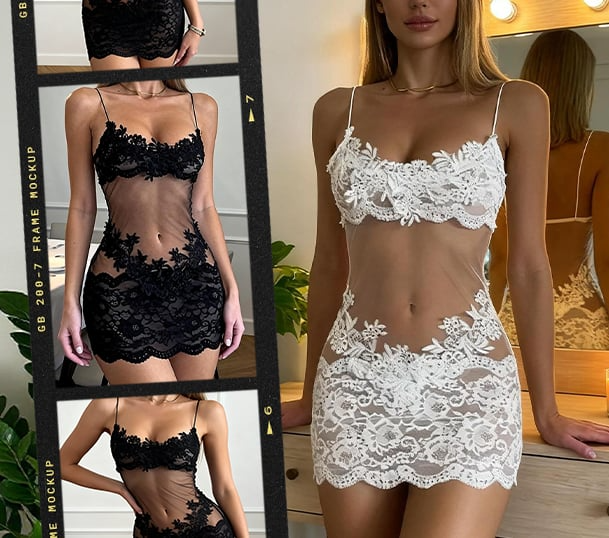 Lirielle™ - Robe Illusion Dentelle Minuit