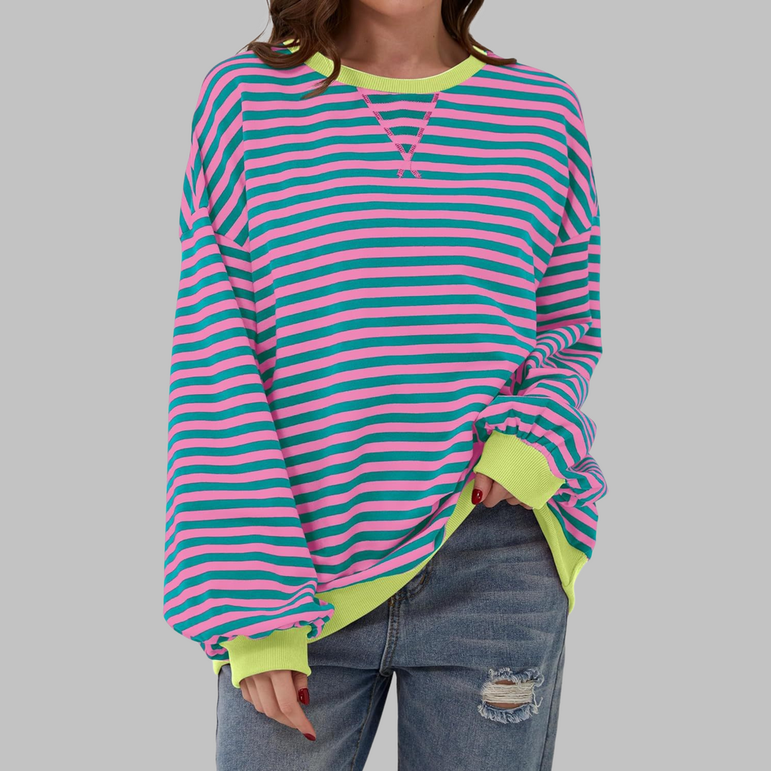 Helyria™ - Pull femme rayé oversize confortable style décontracté hiver