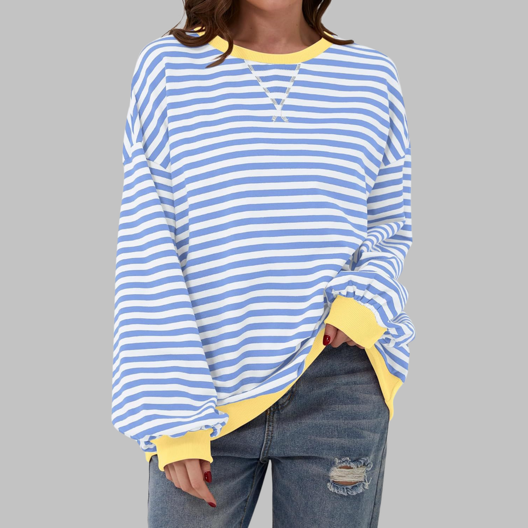 Helyria™ - Pull femme rayé oversize confortable style décontracté hiver