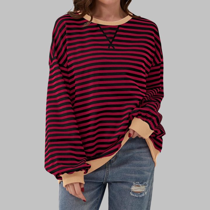 Helyria™ - Pull femme rayé oversize confortable style décontracté hiver