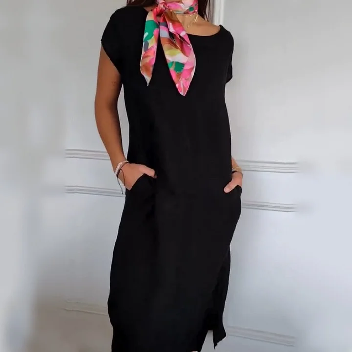 Jurelia™ - Robe en Lin à Encolure Ronde