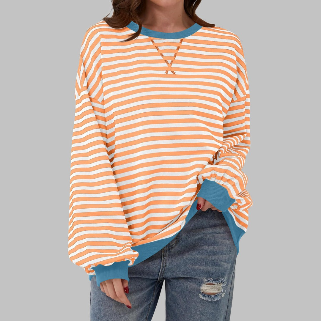 Helyria™ - Pull femme rayé oversize confortable style décontracté hiver