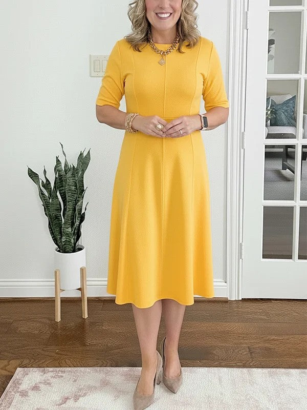 Quirinae™ - Robe Midi Élégante À Coupe Évasée Et Manches
