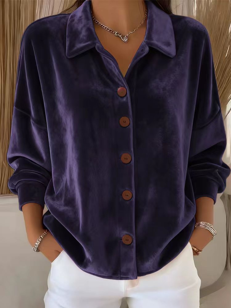 Navyne™ - Blouse en Velours Élégante à Boutons