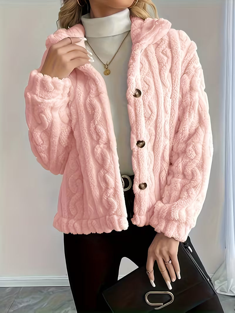 Nelle - Veste teddy femme texturée à boutons