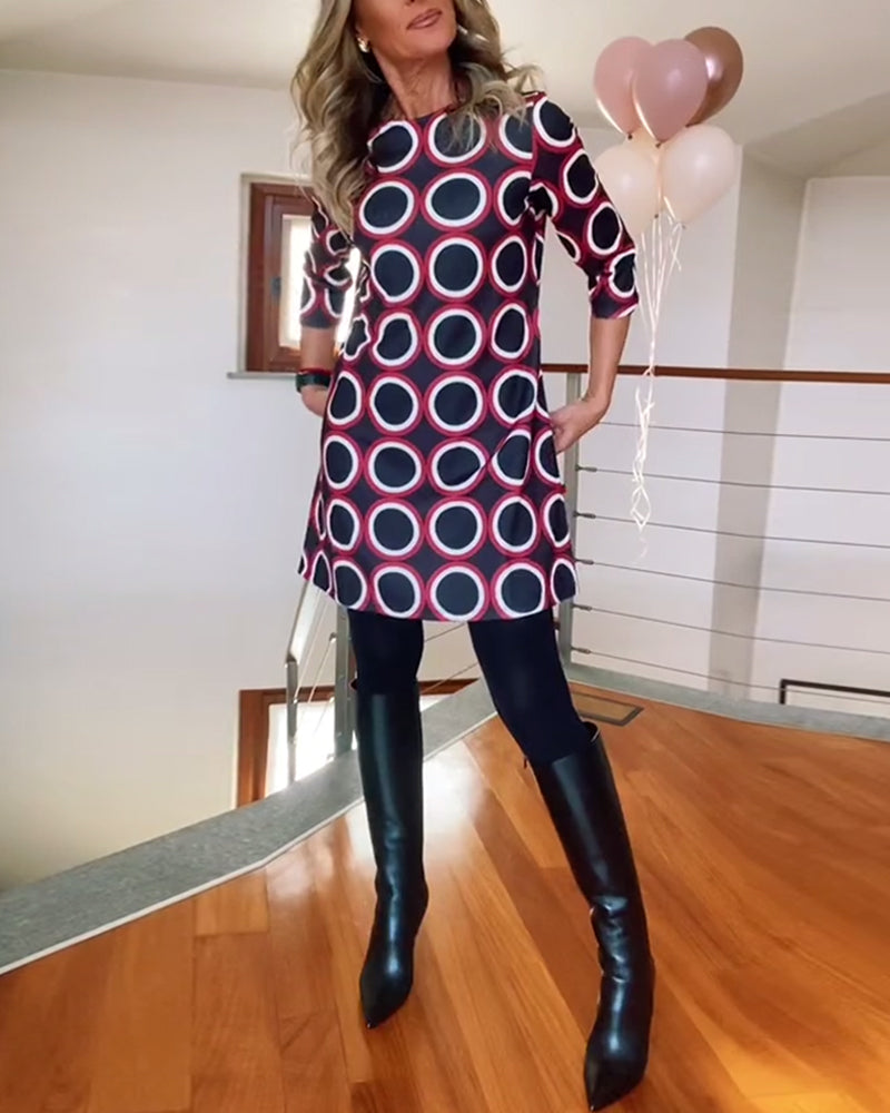 Eugénie™ - Robe Imprimée Élégance Automnale
