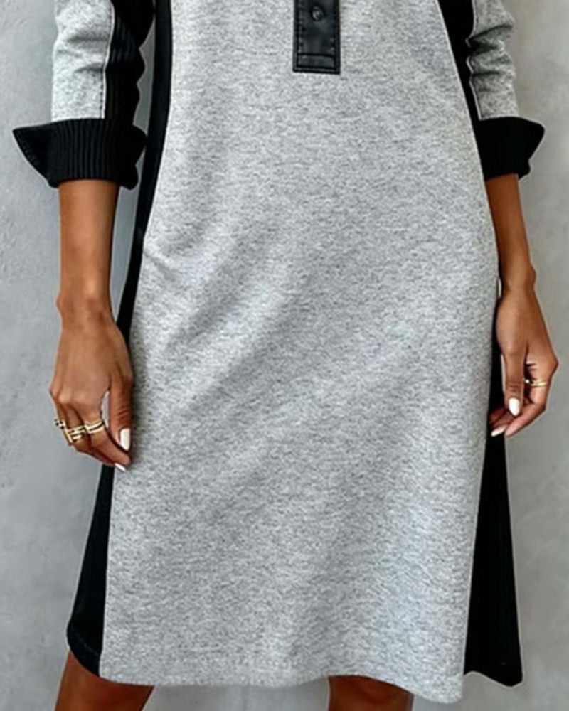 Jorellisse - Robe Élégante Patchwork à Manches Longues