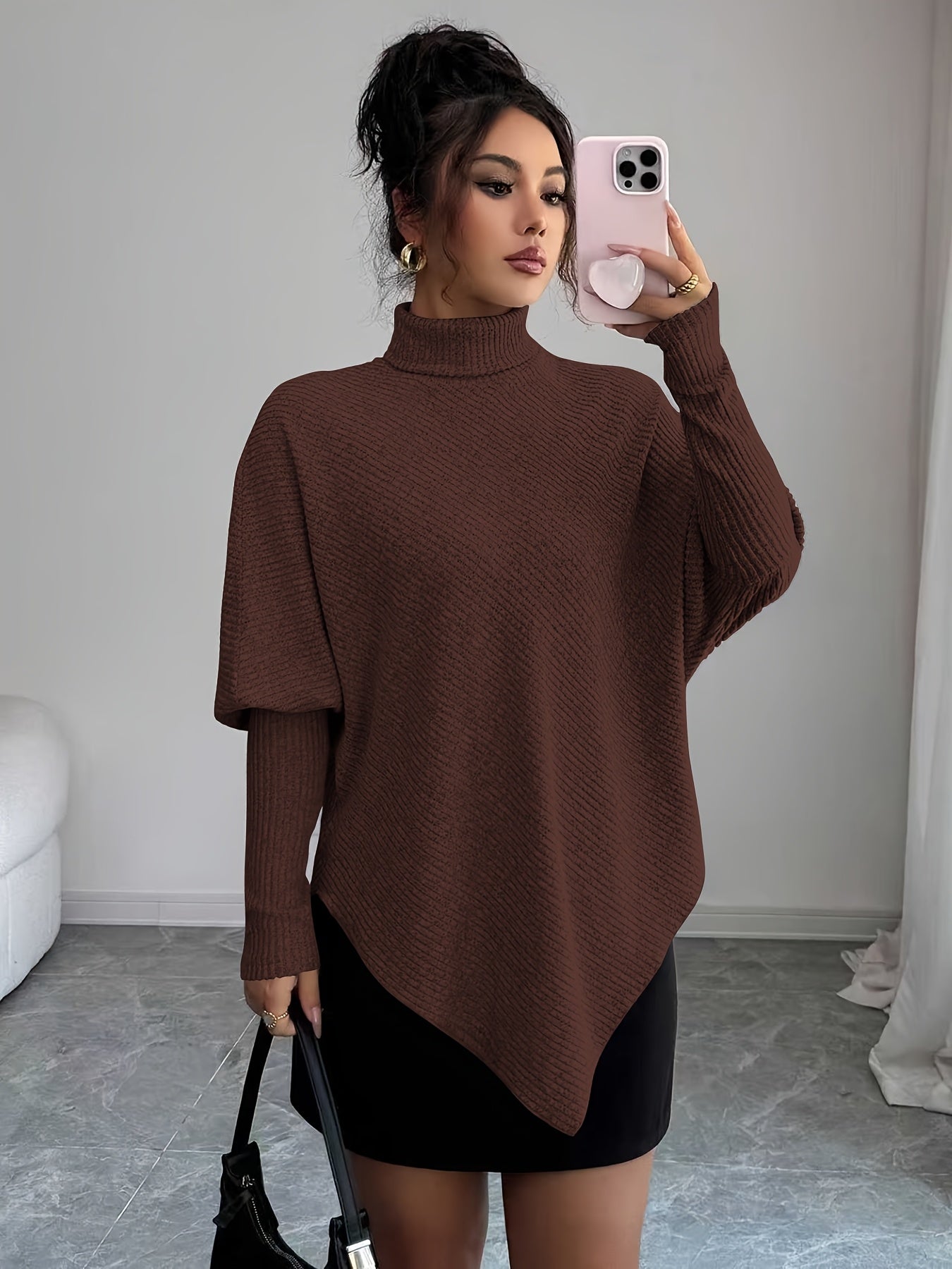 Ilyssa™ - Pull Asymétrique Col Montant Élégance Moderne
