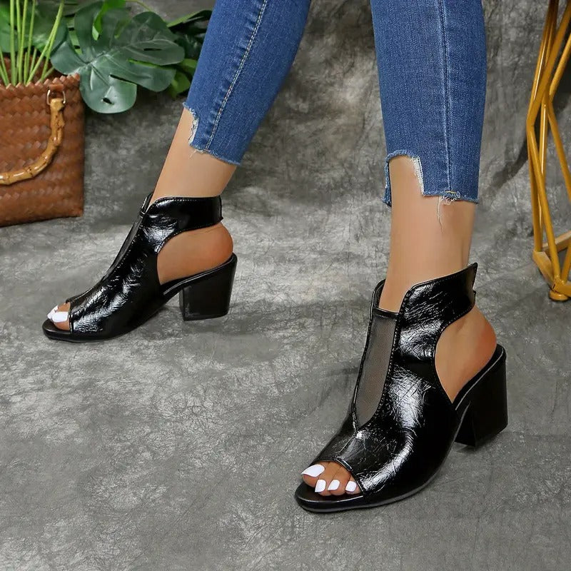 Yseult - Sandales femme à talon compensé avec bout ouvert