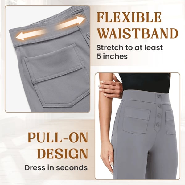 Nara™ - Haute élasticité - Pantalon décontracté taille haute à jambe droite