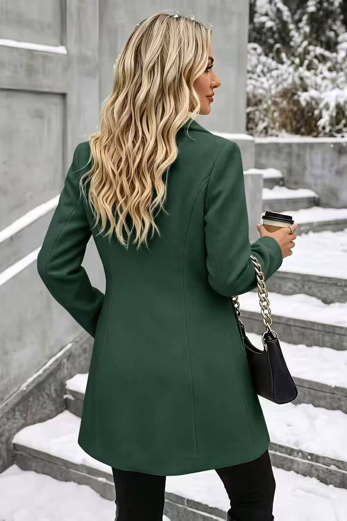 Brune - Manteau femme cintré à col classique et fermeture boutonnée