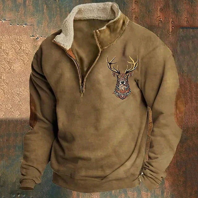 André™ - Pull chaud pour homme avec détail cerf et coudes renforcés