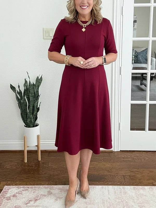 Quirinae™ - Robe Midi Élégante À Coupe Évasée Et Manches