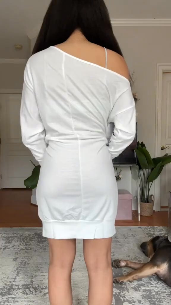 Evarine™ - Robe à Épaules Tombantes et Imprimé Cartes