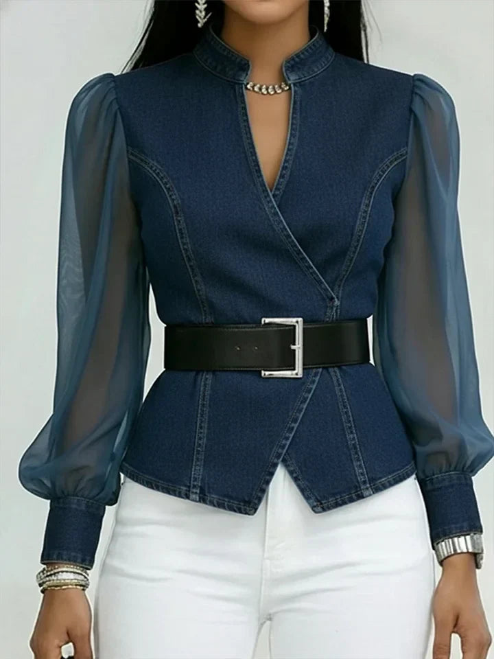 Quinellea™ - Chemisier Structuré en Denim Élégant