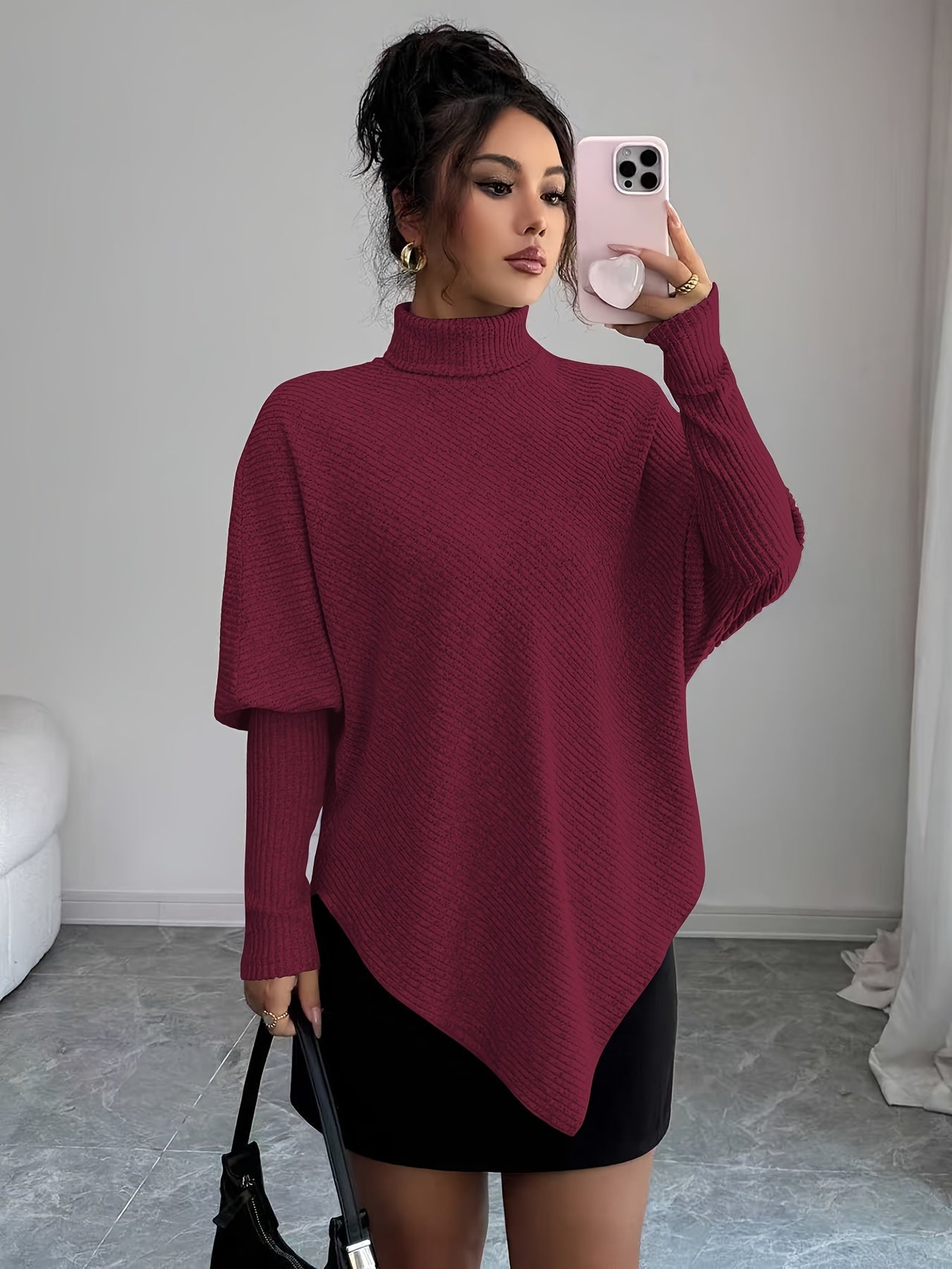 Ilyssa™ - Pull Asymétrique Col Montant Élégance Moderne