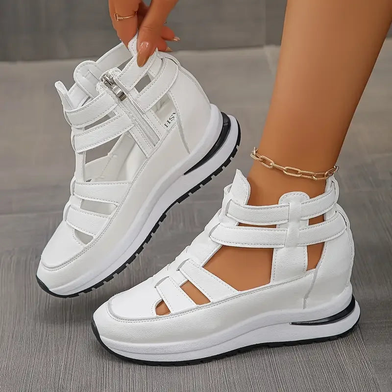 Romina™ - Sandales à Talon Compensé Élégantes et Légères avec Fermeture Éclair Latérale