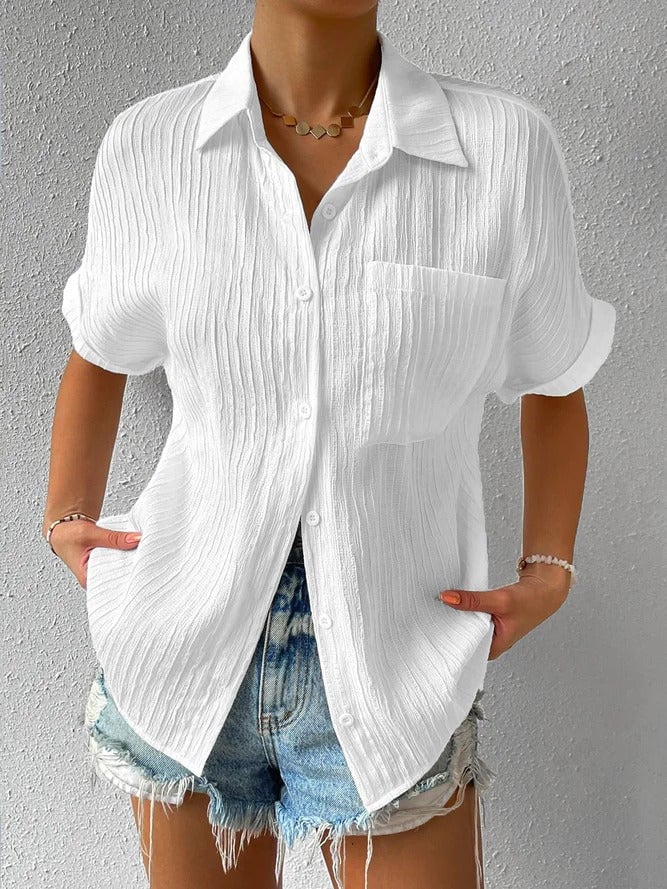 Plyora™ - Chemisier Femme Ample Boutonné Col Classique Style Casual