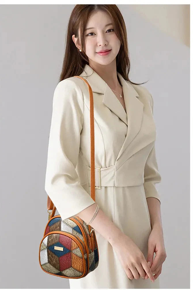 Veerle - Sac femme patchwork en PU avec bandoulière