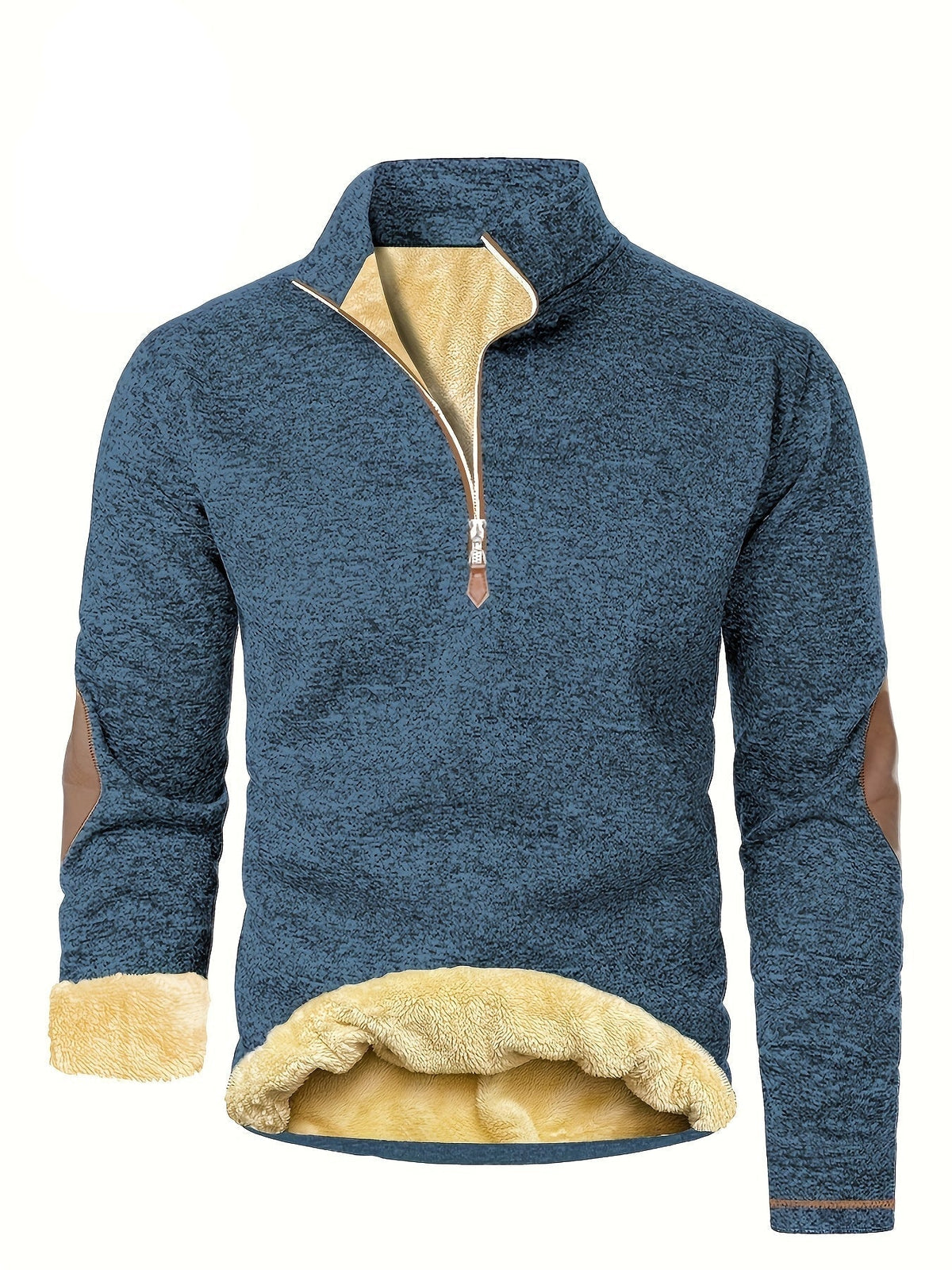 Damian - Pull polaire homme à col montant zippé et doublure chaude