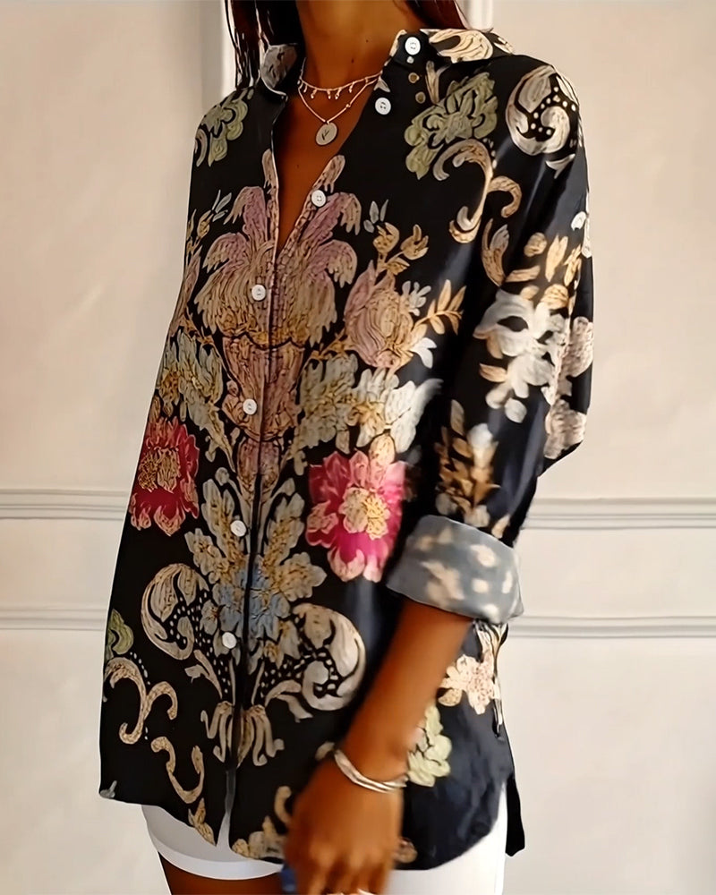 Arelienne - Chemise À Col Boutonnée À Motifs Artistiques