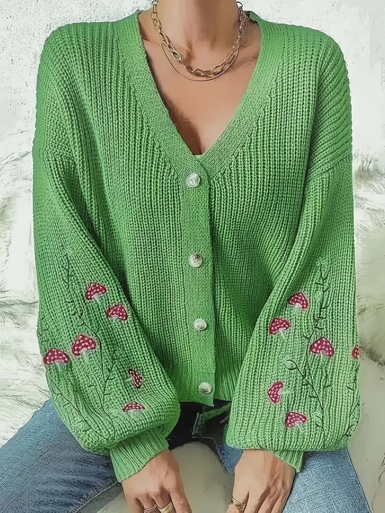 Romilly™ - Cardigan Brodé Champignon