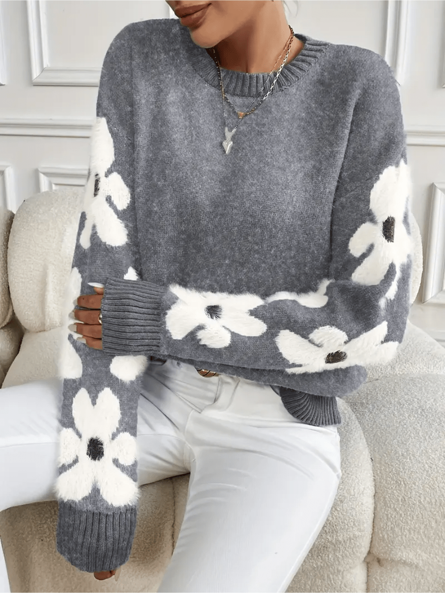 Nolira - Pull En Maille Douce À Imprimé Floral Élégant