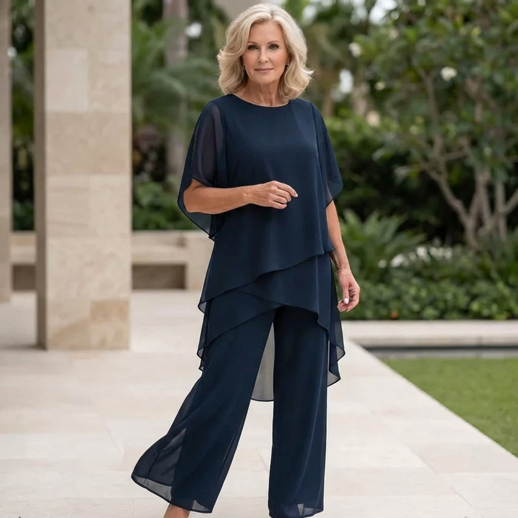 Eryndra™ - Ensemble Élégant Femme avec Pantalon Palazzo Drapé