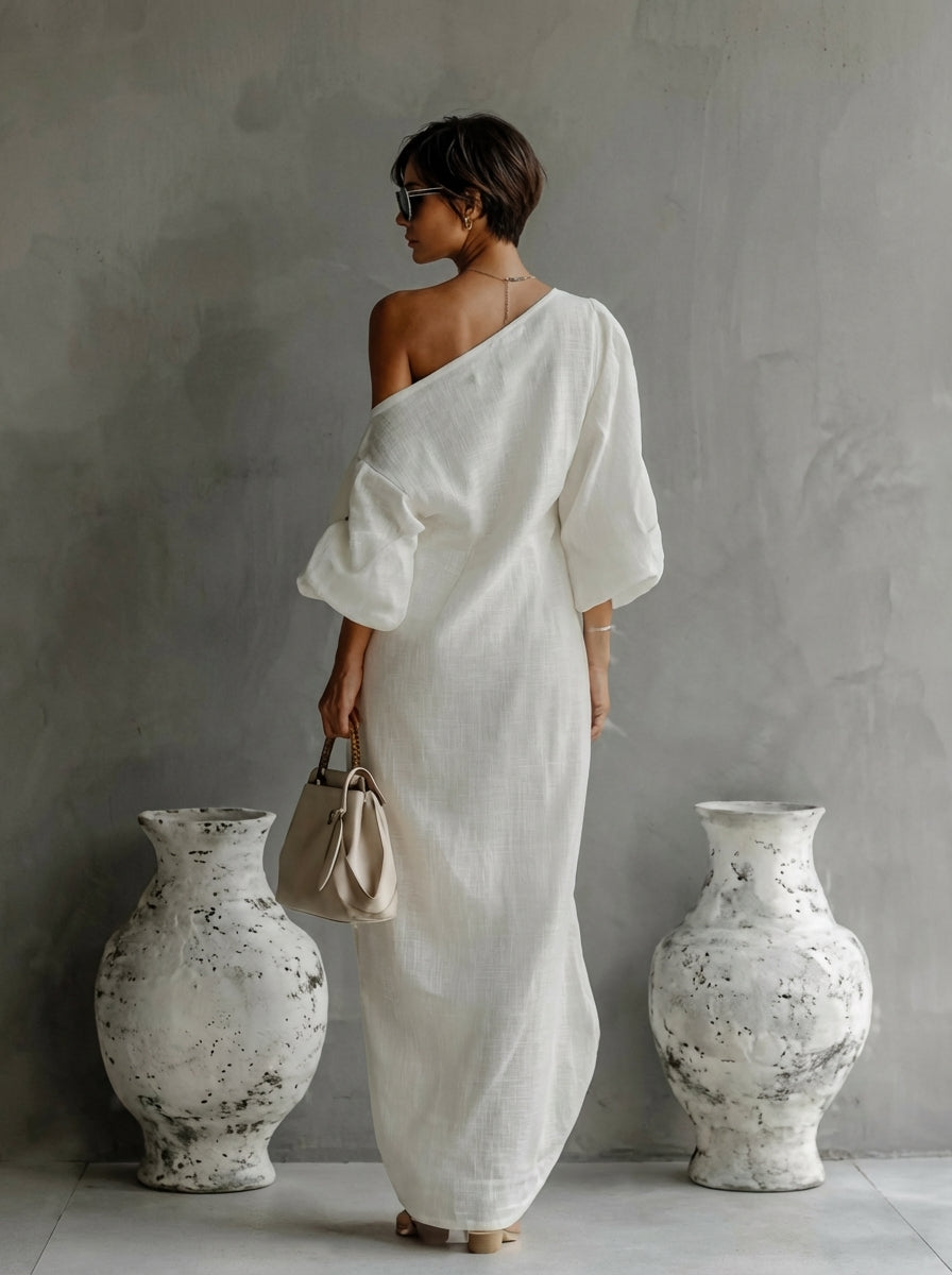 Merisia - Robe maxi femme asymétrique à une épaule