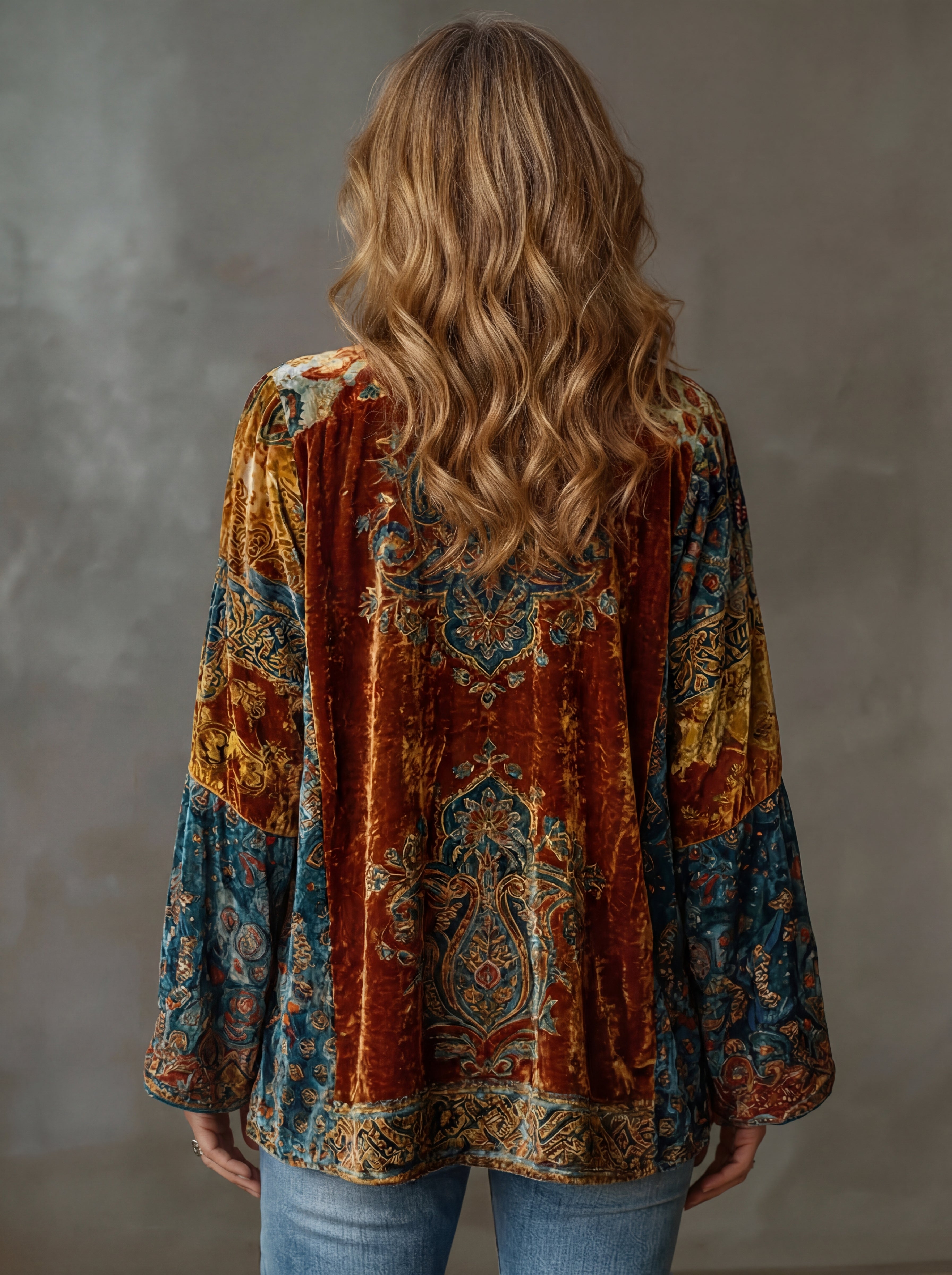 Ariana™ - Veste Kimono Femme Fluide Motif Bohème Brodé Style Élégant