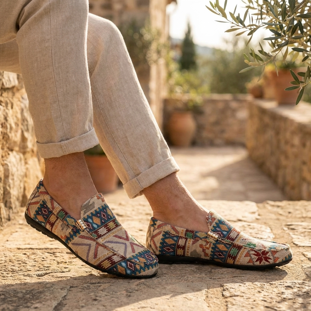 Mathis - Mocassins homme confort à motif ethnique