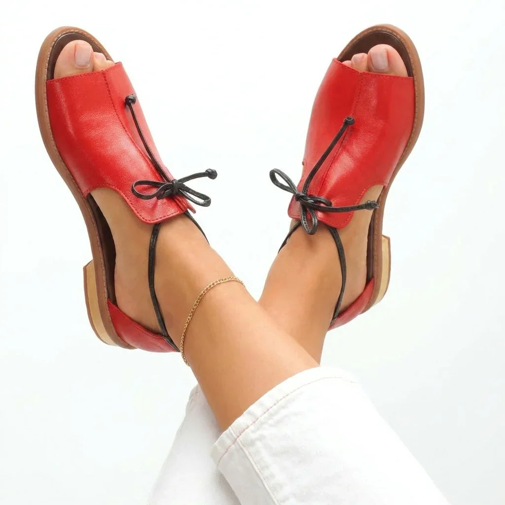 Isleen - Sandales femme métalliques à lacets ajustables