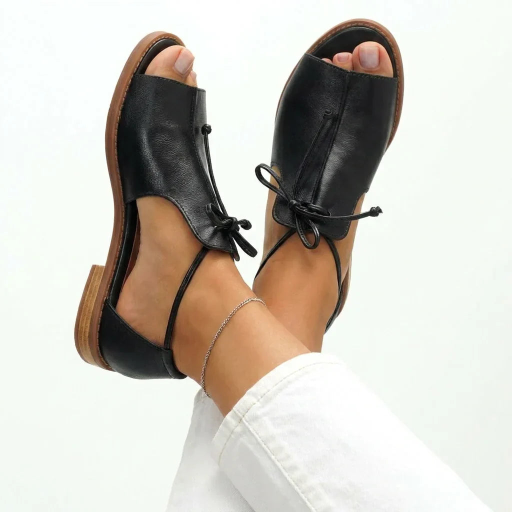 Isleen - Sandales femme métalliques à lacets ajustables