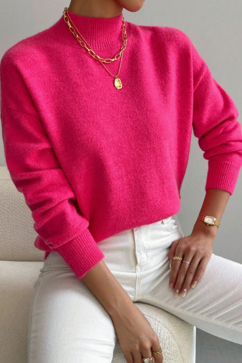 Mathurine - Pull femme à col montant en maille douce