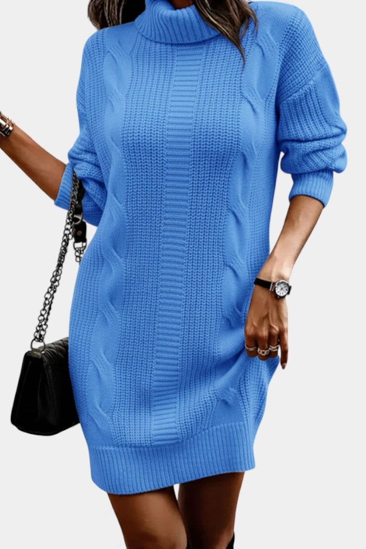 Elinora - Robe Pull Col Roulé Maille Cosy