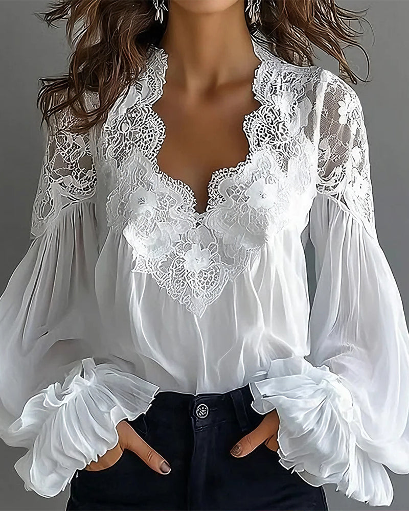 Ilvara™ - Blouse Dentelle Élégante Femme