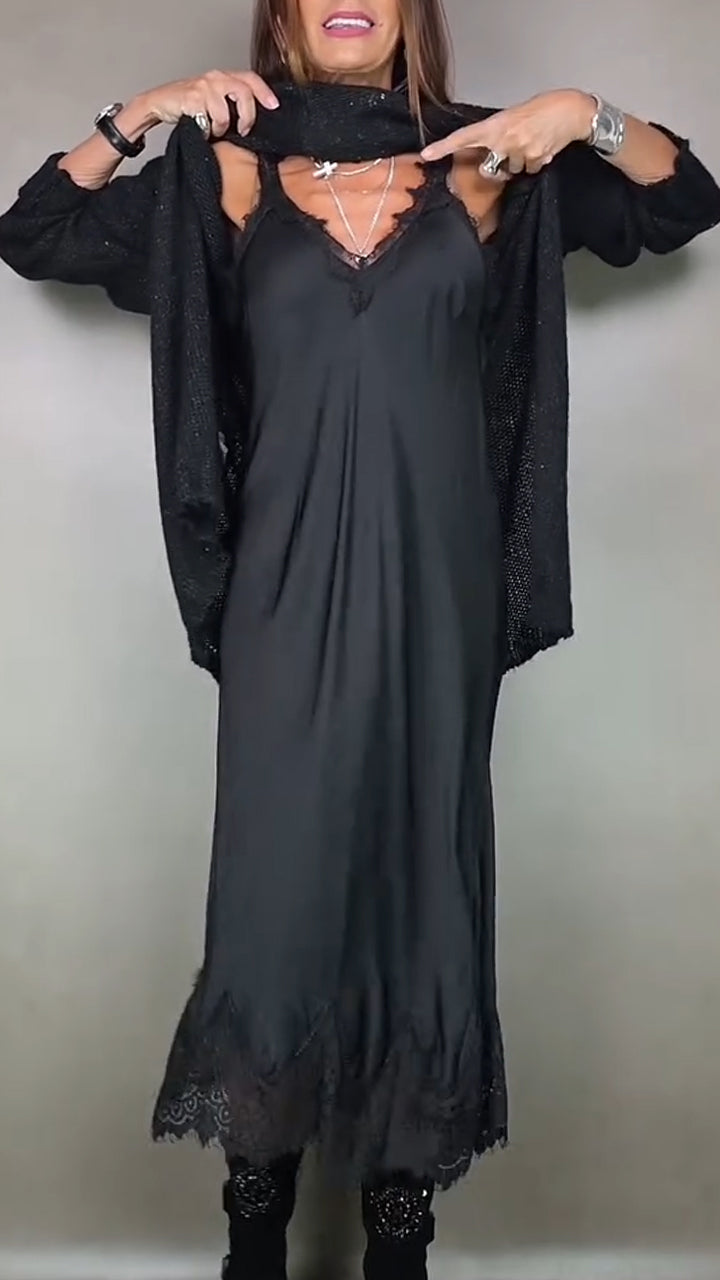 Wieteke - Ensemble femme deux pièces avec pull long et robe fluide