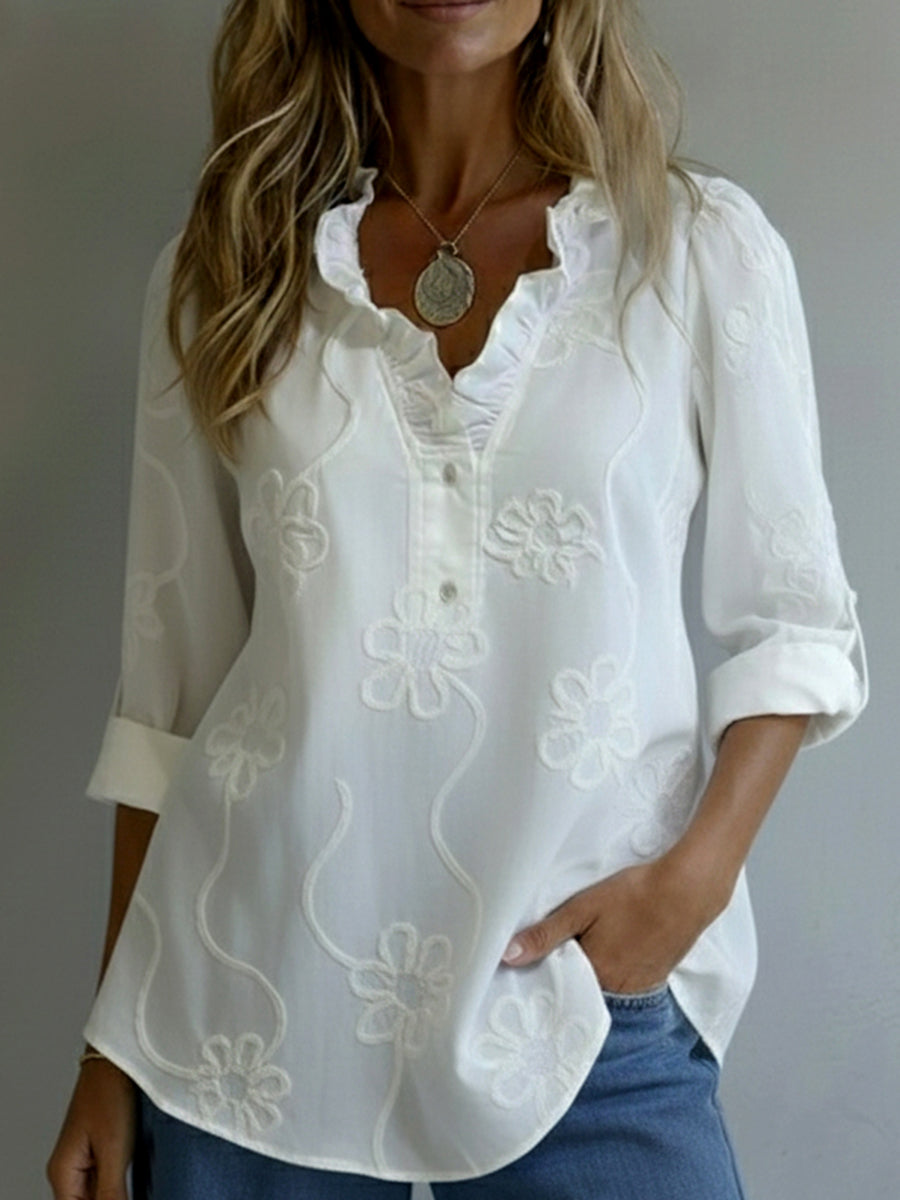 Belora™ - Chemise Printemps Élégance Florale