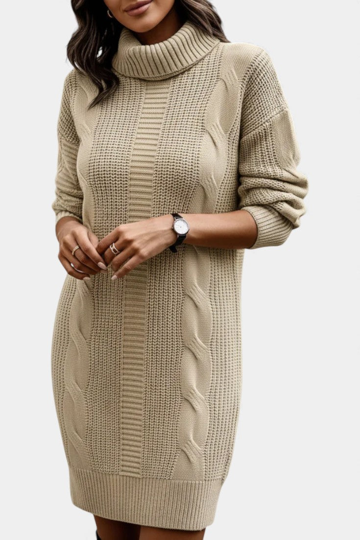 Elinora - Robe Pull Col Roulé Maille Cosy