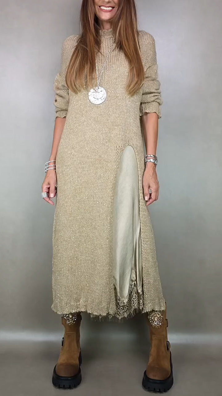 Wieteke - Ensemble femme deux pièces avec pull long et robe fluide