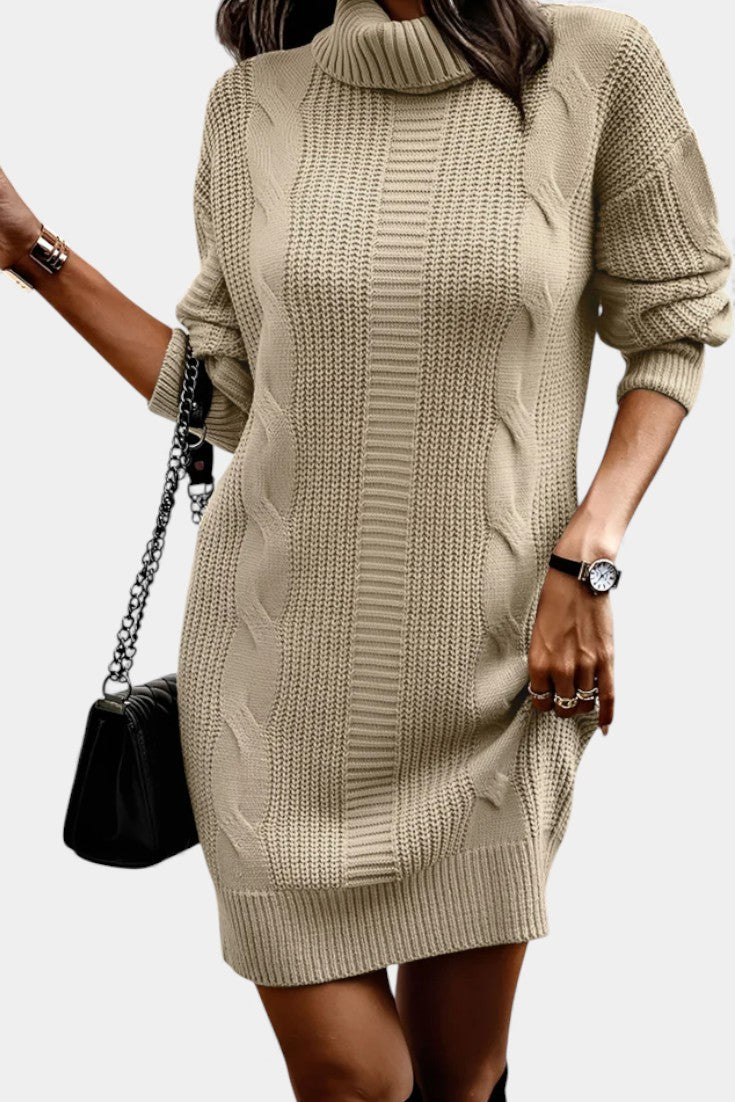 Elinora - Robe Pull Col Roulé Maille Cosy