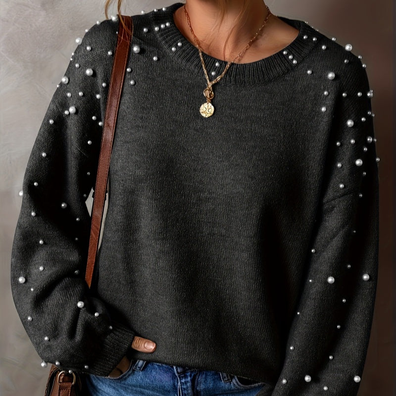 Fiep - Pull femme à perles et manches bouffantes