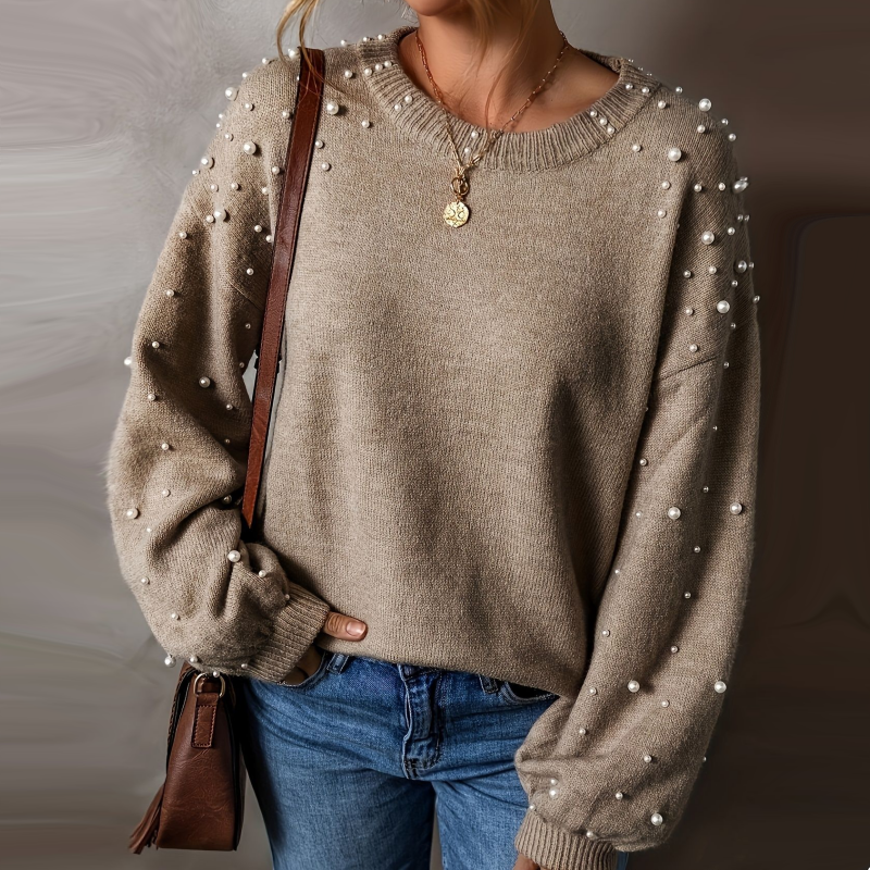 Fiep - Pull femme à perles et manches bouffantes