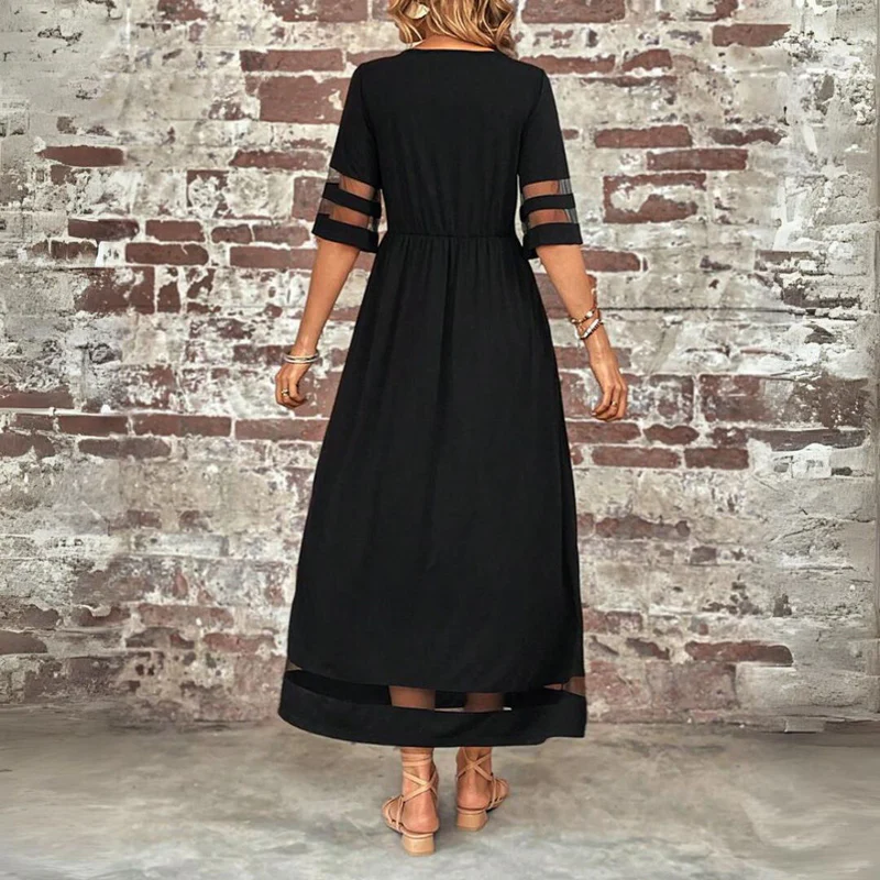 Perissa - Robe longue femme fluide avec détails transparents