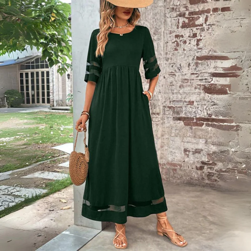 Perissa - Robe longue femme fluide avec détails transparents