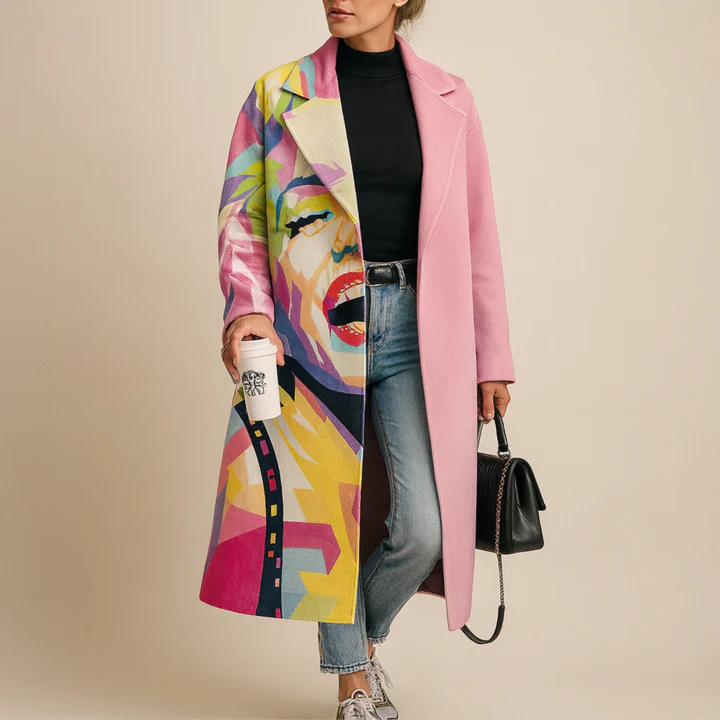 Gisavora - Manteau Long à Motifs Artistiques