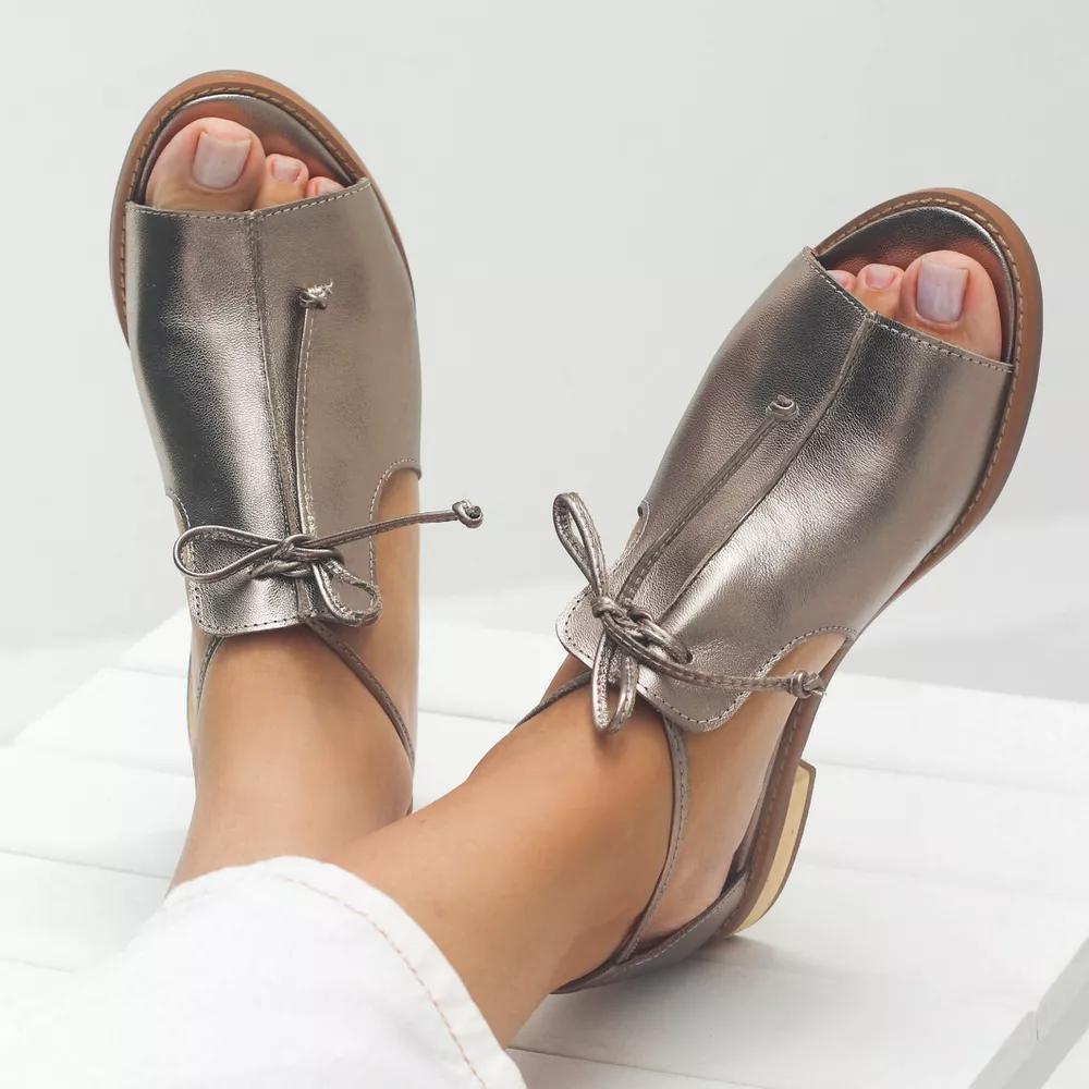 Isleen - Sandales femme métalliques à lacets ajustables